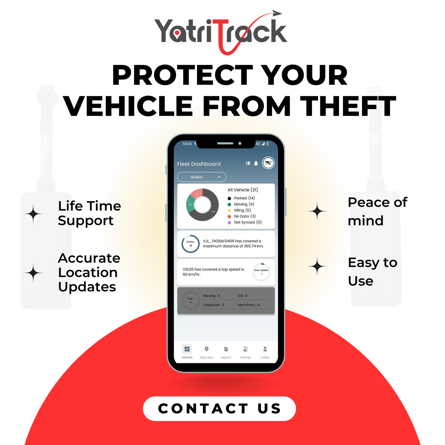 YATRI TRACK GPS TRACKER - Hidden Mini GPS Tracker Device for Car, Bike, Scooty, Truck, Bus with 15+ Premium Features